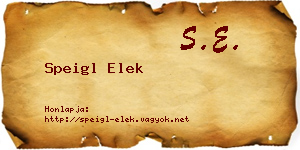 Speigl Elek névjegykártya